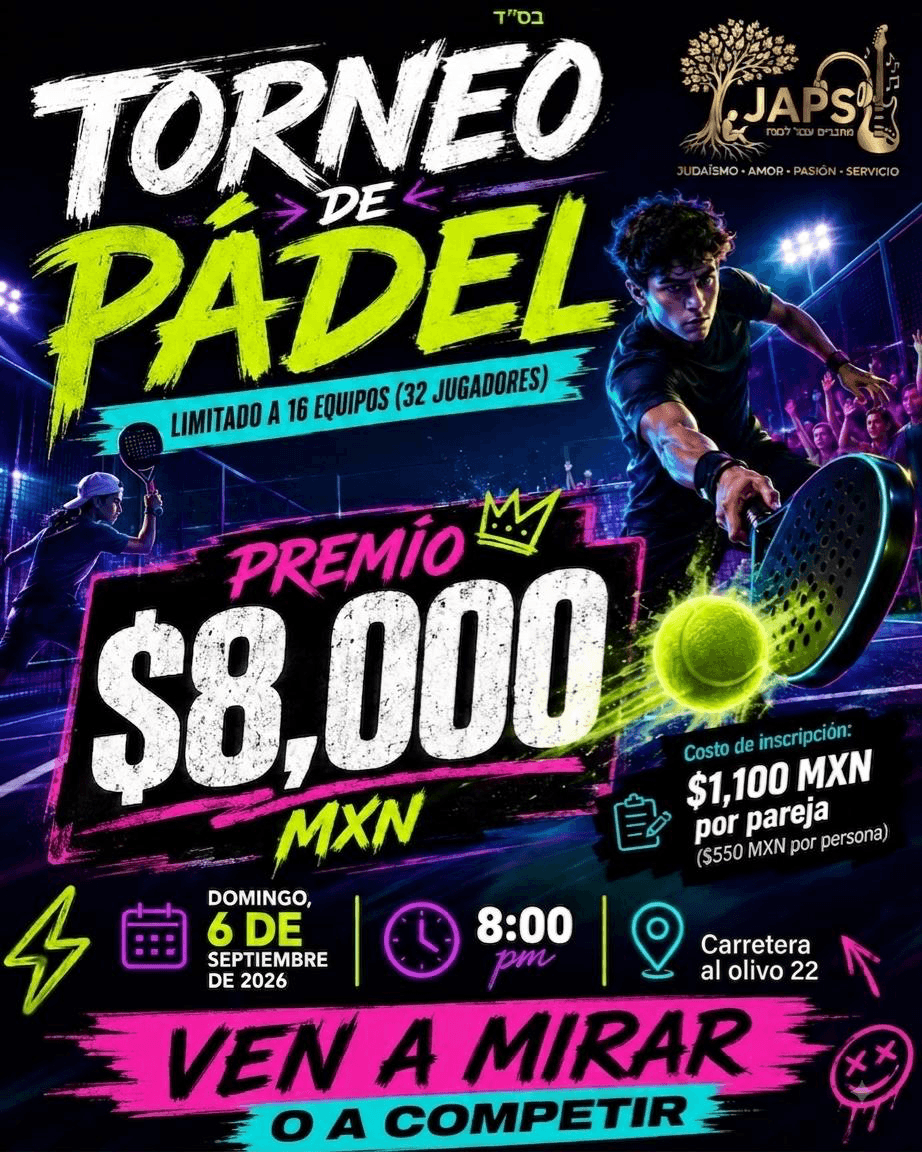 Torneo PADEL (Limitado a 16 equipos) PREMIO $8,000 MXN
